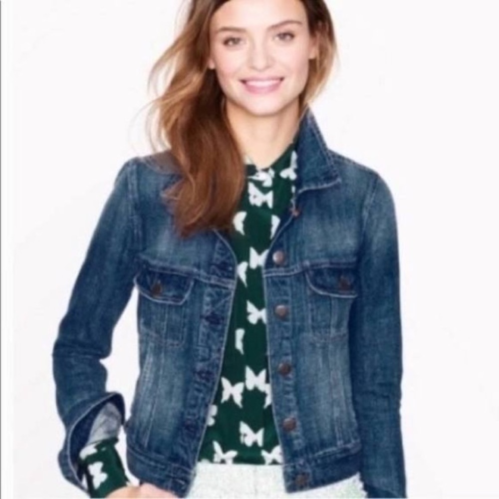 J.Crew Factory Dark Wash Denim Trucker Jacket